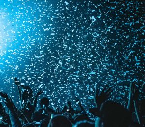 Confetti in blue light
